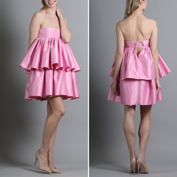 ROTATE by BIRGER CHRISTENSEN Carmina Tiered Ruffle Dress in Prism Pink Size 6 - Picture 11 of 16